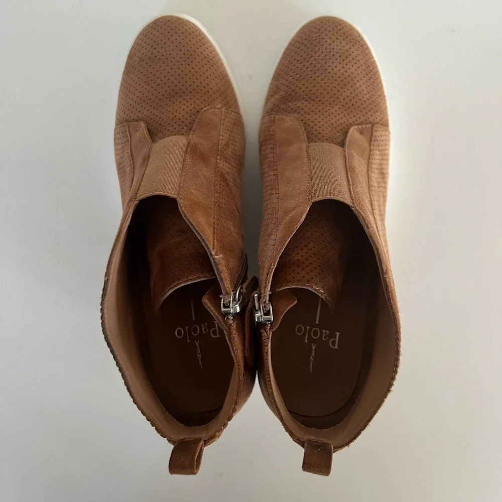 Linea Paolo Felicia Suede Original Platform Wedge Sneaker Bootie, Brown, 8.5